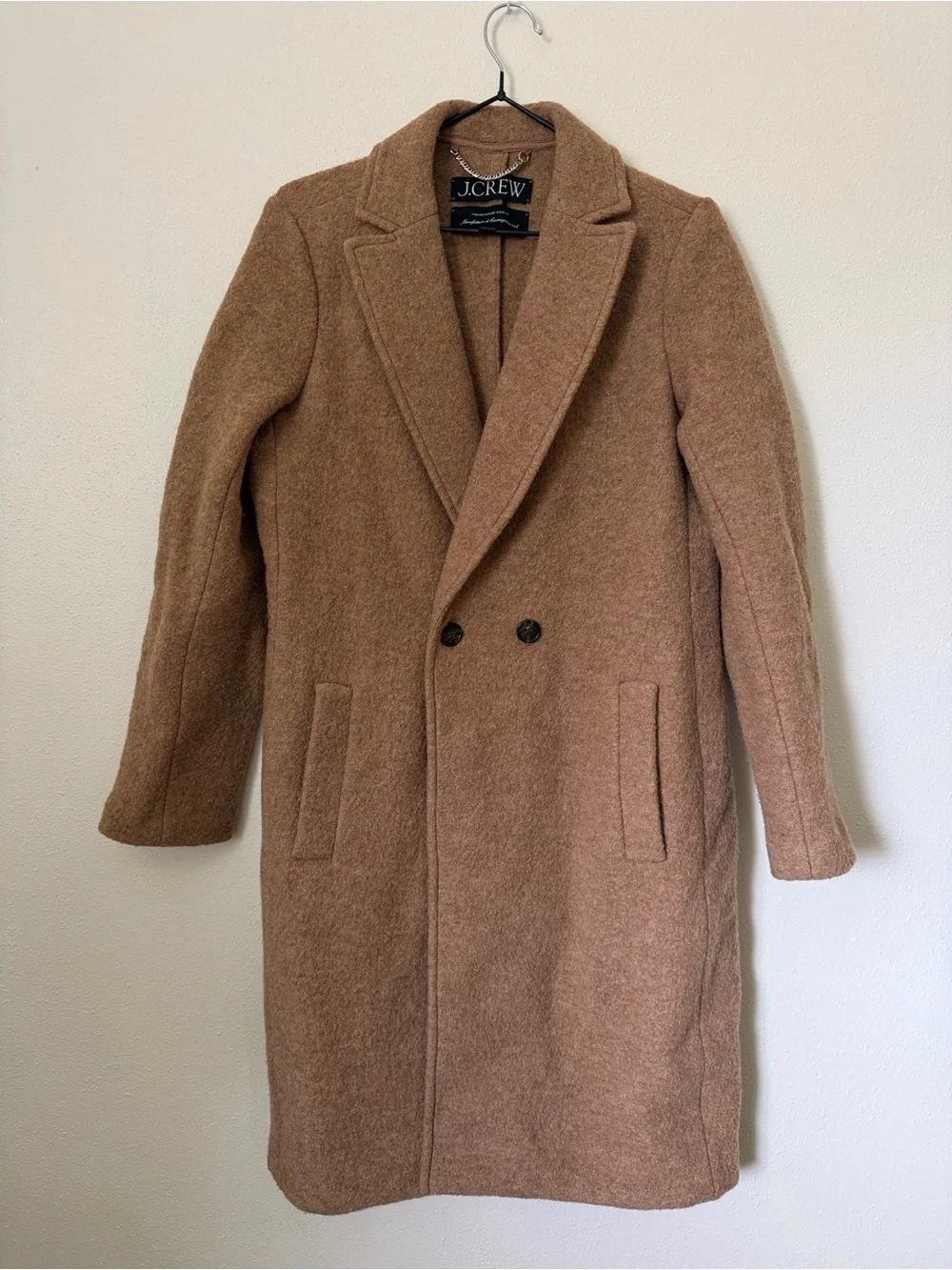 J. Crew Daphne Top Coat Camel Caramel Single-Button 100% Boiled Wool Pea Coat - Picture 4 of 9
